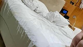 Enjoying better lit hotel fucking with girlfriend and friend, bareback blowjob to orgasm! 😍