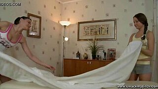 Ever tried a steamy lesbian massage with dildo play?