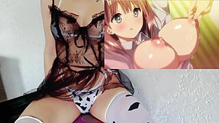 lucky guy fucks his lactating big tit friend in hentai 😘