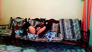 stepmother in lingerie is falling in love with her stepson and sends him porn in lingerie while she makes very hot movements on the furniture of the house