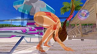 Feeling aroused by 3D hentai's big ass and tits in swimsuit