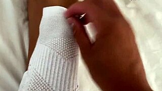 Stepbrother explodes from my footjob after licking and sucking toes.