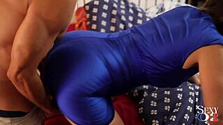 Wow! French Amateur Rocks Tight Blue Dress in Wild Doggystyle Rimming!