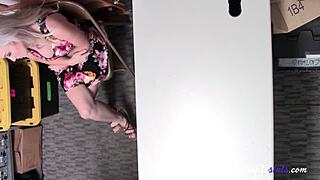 Blonde teen 18+ begs for more in office prison missionary action