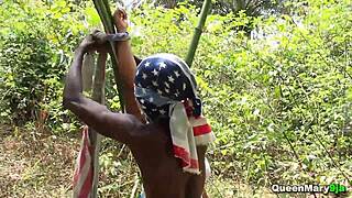 Hot Ebony Babe Tied Up In Bamboo And Fucked