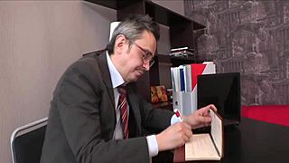 chick getting bawdy cleft ravished by teacher on sofa