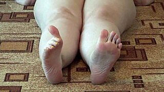 Can a Plump Beauty in Pantyhose Resist Licking Her Legs While Pleasuring Herself?