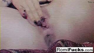 Romi Rain stuffs her pussy with panties!