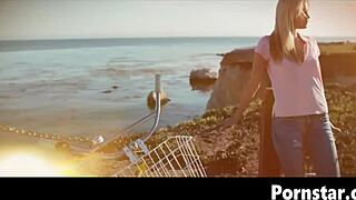 sexy scarlet red undresses outdoors solo