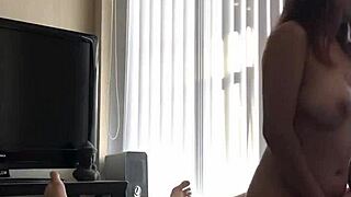 young asian feels pleasure riding dick with vibrator