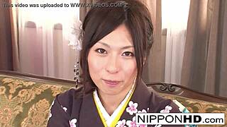 Japanese geisha experiences being tied up gently