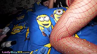 Nan, the Asian ladyboy, gets drenched in hot sticky mess