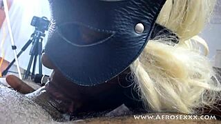 Amazing ebony girl in cosplay gives long sloppy performance.