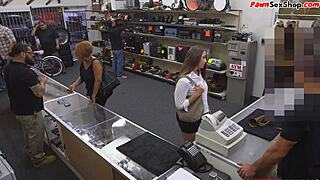 Big busted pawnshop amateur finally captures outdoor reality fuck