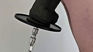 monster black dildo ramming my ass on fucking machine