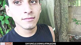 latin pool boy gets fucked and cums on himself