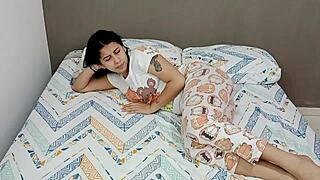 As a good friend, I visit my sick friend and, lacking a thermometer, use my cock in her mouth to check her temperature.