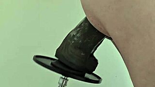 monster black dildo ramming my ass on fucking machine