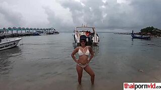 thai teen 18+ playing with vibrator in front of boyfriend, then blowjob on monster cock 😏