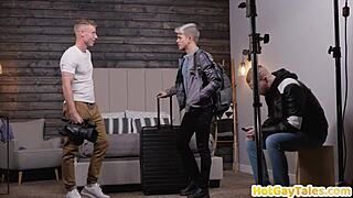 Blond Bottom Twunk Bareback Banged By Inked Top Stud