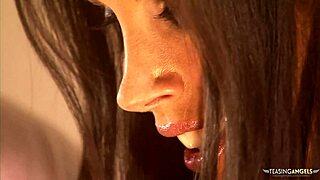 lucky brunette gets bent over and fucked hard on the staircase