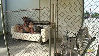 Blonde slut loves outdoor pussy fucking