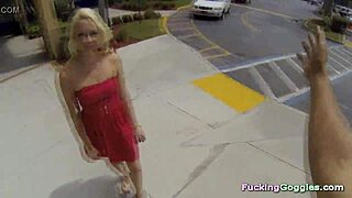 Blonde babe gets picked up at the mall by a spy