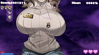 Succubus-chan in hentai game ep 1 milks huge cowgirl tits while she touches herself