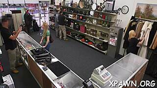 A retail store seductive couple has passionate sex