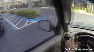 Blonde babe gets picked up at the mall by a spy