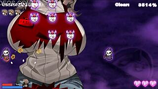 Succubus-chan in hentai game ep 1 milks huge cowgirl tits while she touches herself