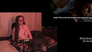 Naked brunette BBW with natural tits, piercing, and tattoo plays through The Quarry game part 4