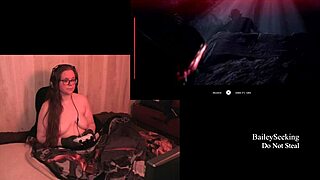 Naked brunette BBW with natural tits, piercing, and tattoo plays through The Quarry game part 4