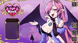 Succubus-chan in hentai game ep 1 milks huge cowgirl tits while she touches herself