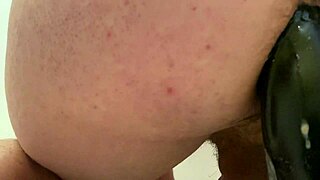 Intense anal fucking with a huge black dildo toy