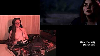 Naked brunette BBW with natural tits, piercing, and tattoo plays through The Quarry game part 4