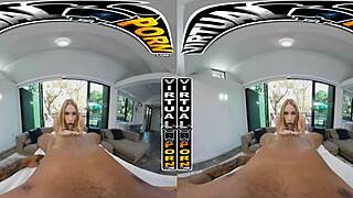 Khloe Kapri erotically beats off a large black shaft in VR