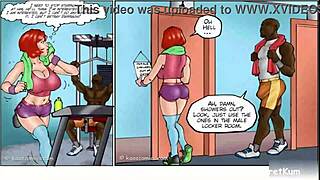 Annabelle's gym bathroom fling with big black trainer shocks