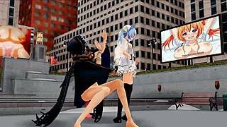 Mmd damsel and futanari sing and dance