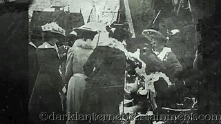 Victorian gentleman confesses hairy lesbian threesome in retro sex