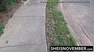 Look at this ebony babe msnovember pissing in public, squatting and walking