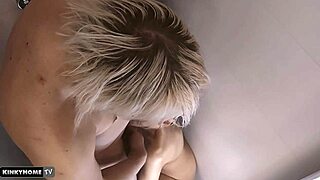European young woman gives oral sex then swallows cum