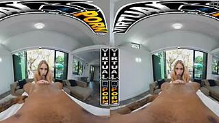 Khloe Kapri erotically beats off a large black shaft in VR