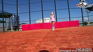 Man, I just picked up this skinny blonde teen after sport... her tiny tits got me goin’ crazy!