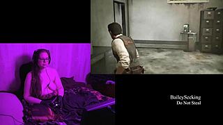 Naked brunette with big pierced tits exposed