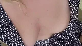 milf masturbates on video call