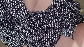 milf masturbates on video call