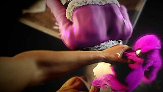 Pink haired slut with big tits and tight pussy had an arrangement with the detective for fucking