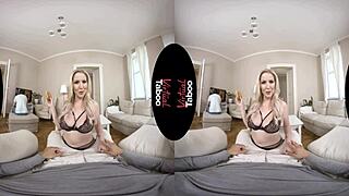 So, I’m just chilling, watching my milf outshine yours in virtual taboo action.