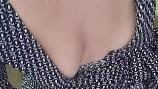 milf masturbates on video call